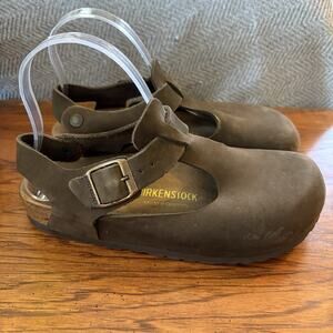 Birkenstock Bonn Brown Nubuck T Strap Mary Jane Buckle Clog Shoes Womens Size 37